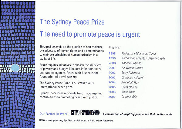 brian hirst sydney peace prize